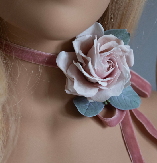 Blush pink rose on a choker