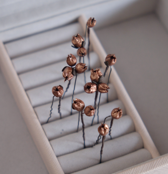 Bronze colour berries hair pins