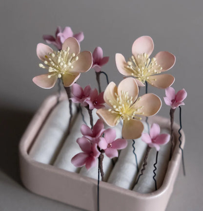 Soft Pink &amp; Peach Floral Hair Pins