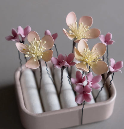Soft Pink &amp; Peach Floral Hair Pins