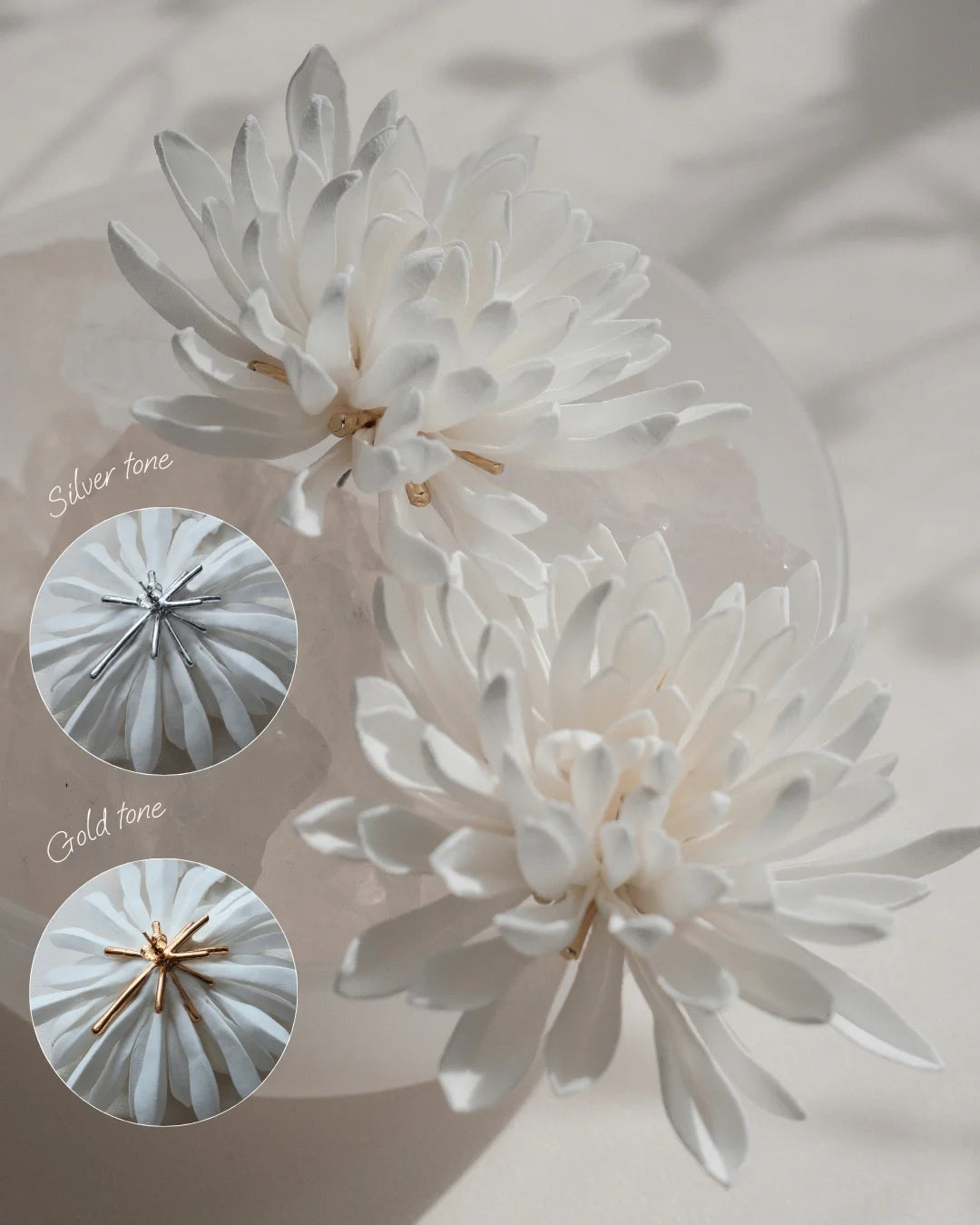 White Floral Statement Earrings
