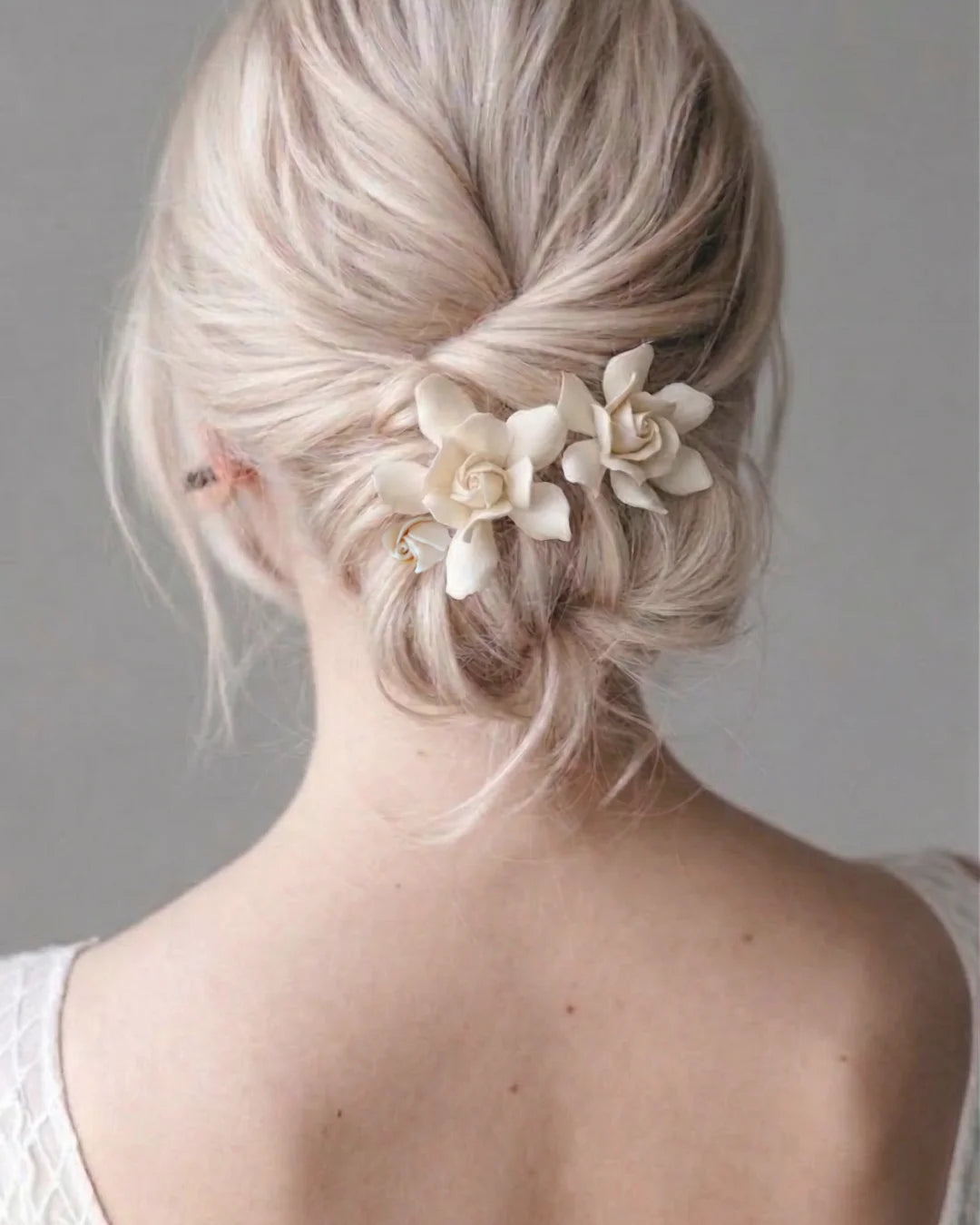 Ivory Mini Gardenia — Handmade Bridal Hair Pins, Set of 3