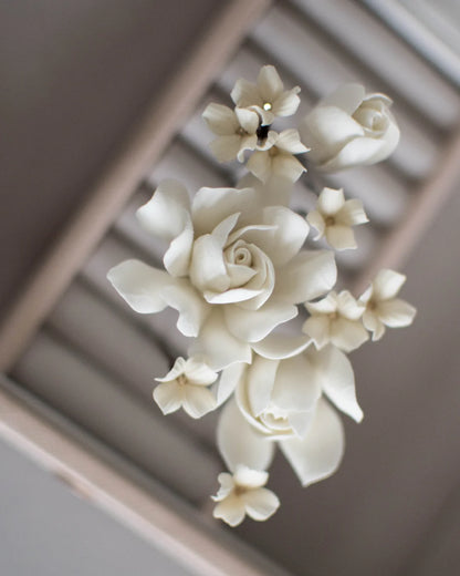 Mini Gardenias Ivory Flower Hair Pin Set