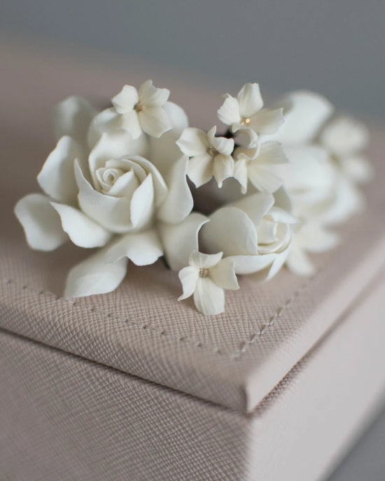 Mini Gardenias Ivory Flower Hair Pin Set
