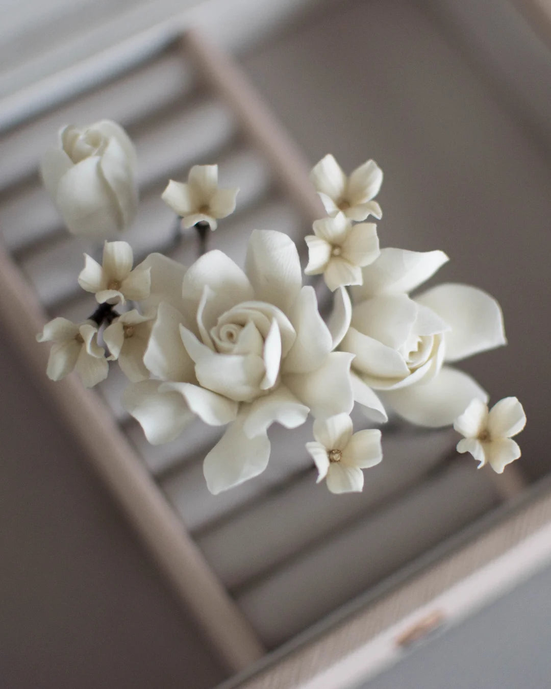 Mini Gardenias Ivory Flower Hair Pin Set