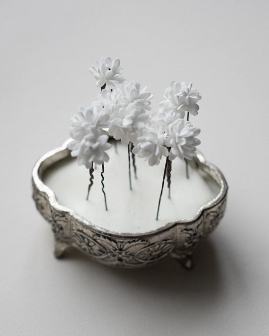 Bespoke white Gypsophila hair pins