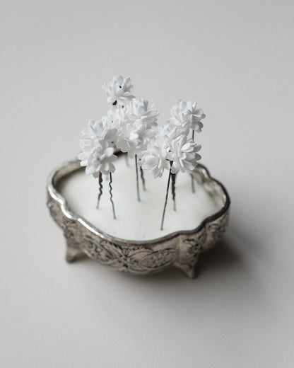 Bespoke white Gypsophila hair pins