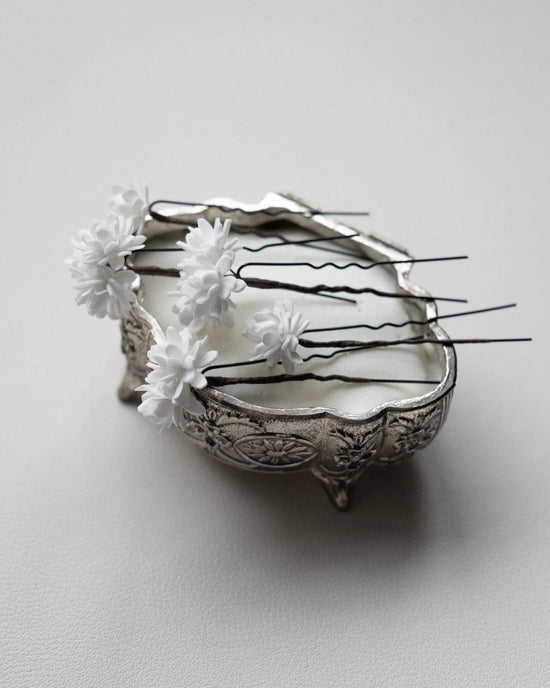 Bespoke white Gypsophila hair pins