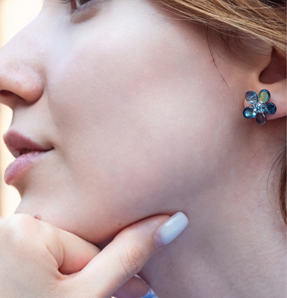 Forget-me-not glass earrings