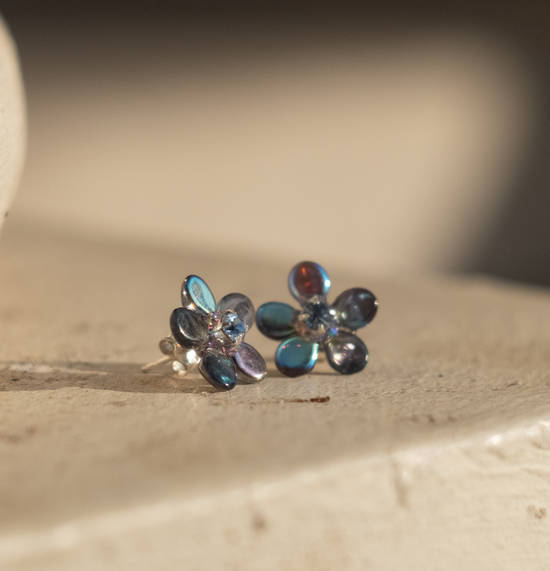 Forget-me-not glass earrings