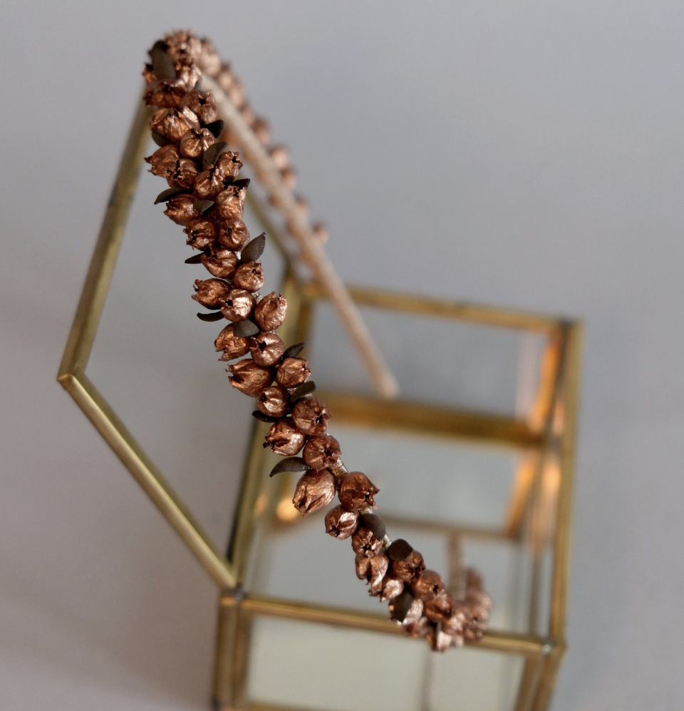 Bronze colour berries headband CUSTOM ORDER only