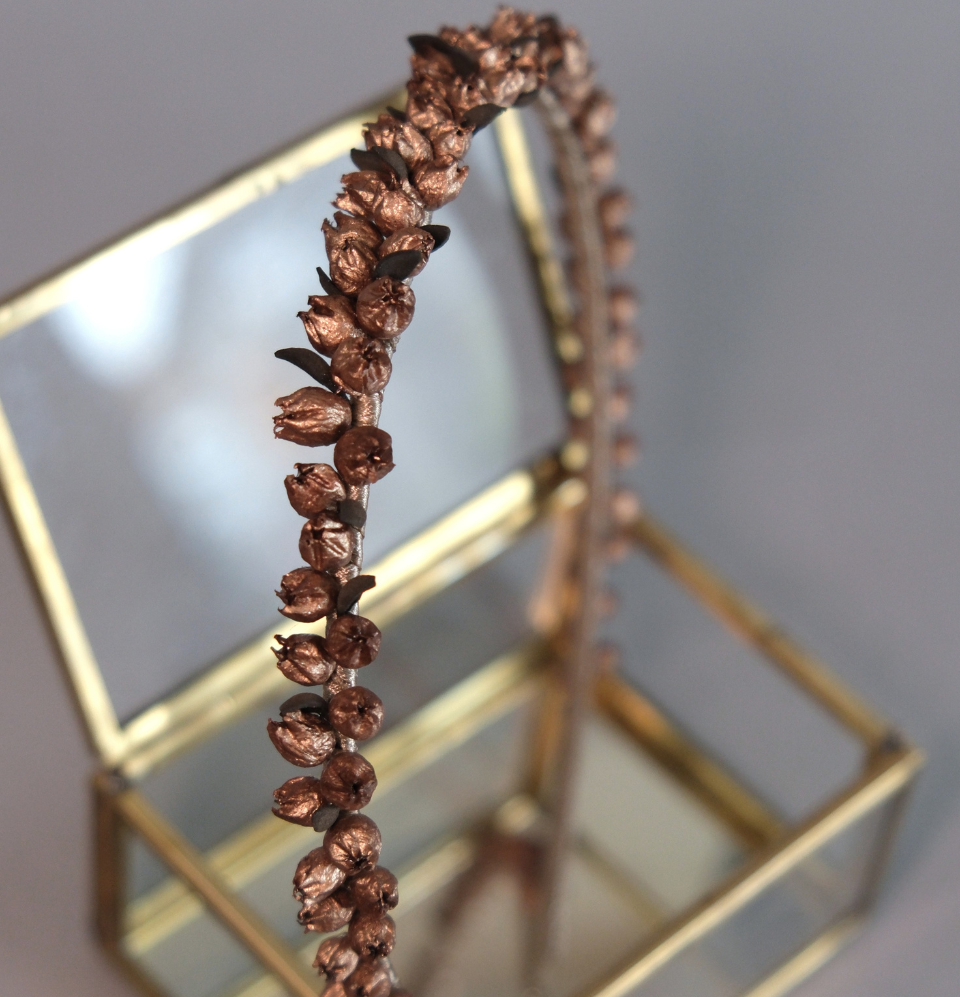 Bronze colour berries headband CUSTOM ORDER only