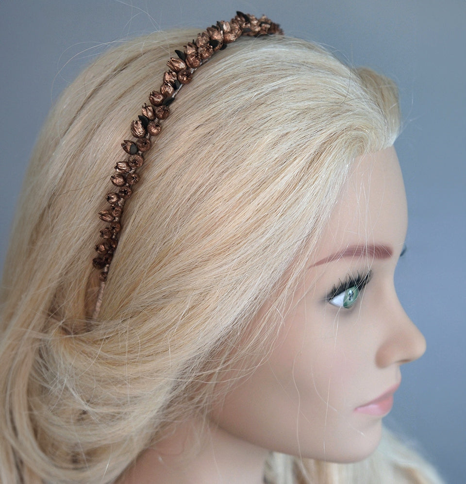 Bronze colour berries headband CUSTOM ORDER only