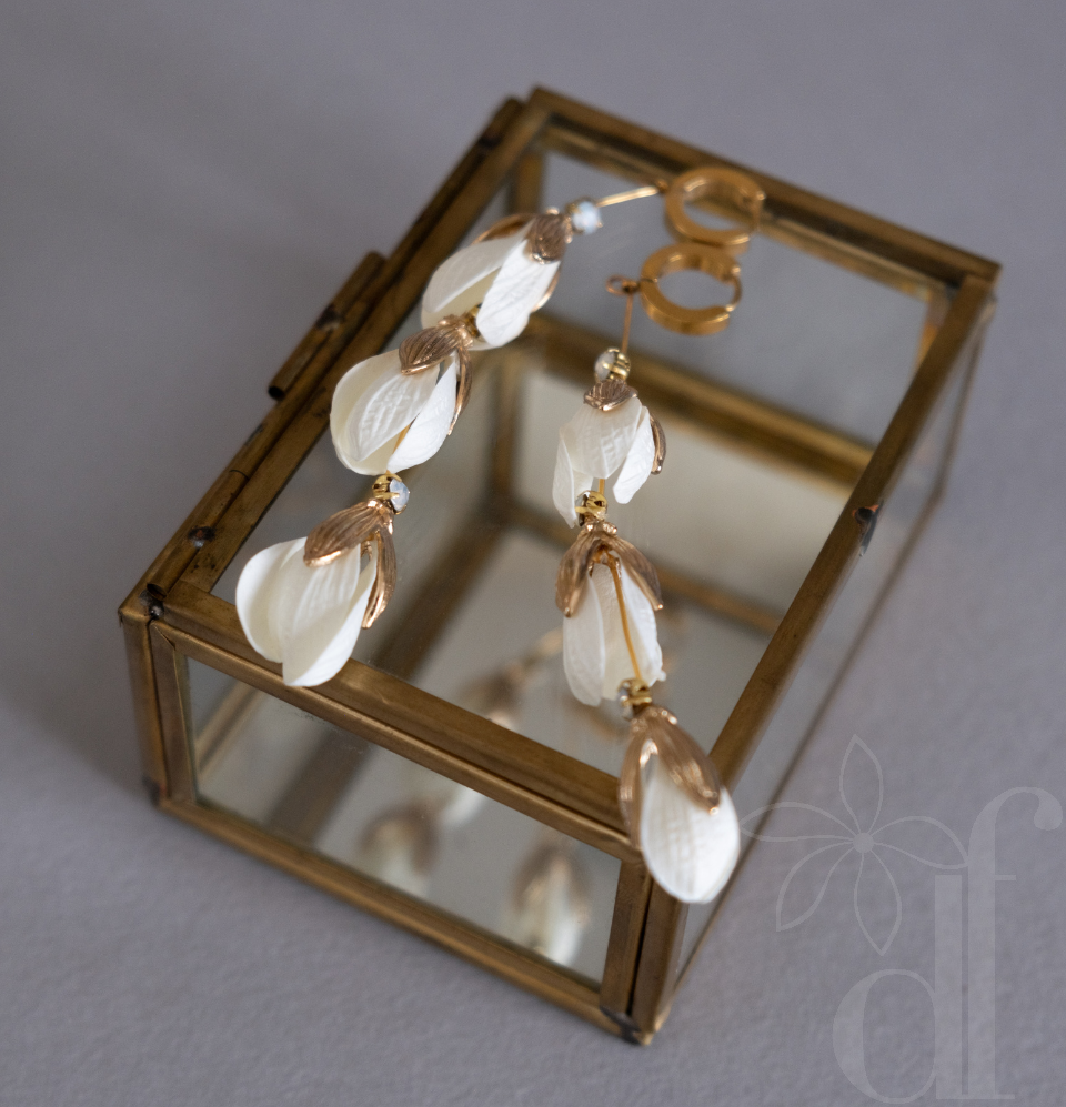 Long Flower Buds Drop Earrings
