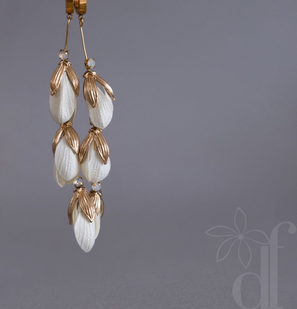 Long Flower Buds Drop Earrings