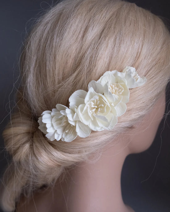 Ivory Flower Hair Comb
