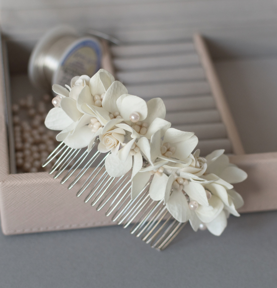 Hydrangea hair comb and hair pins set