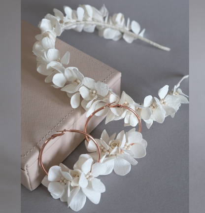 Hydrangea Bridal Set — Headband &amp; Earrings