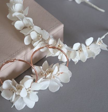 Hydrangea Bridal Set — Headband &amp; Earrings