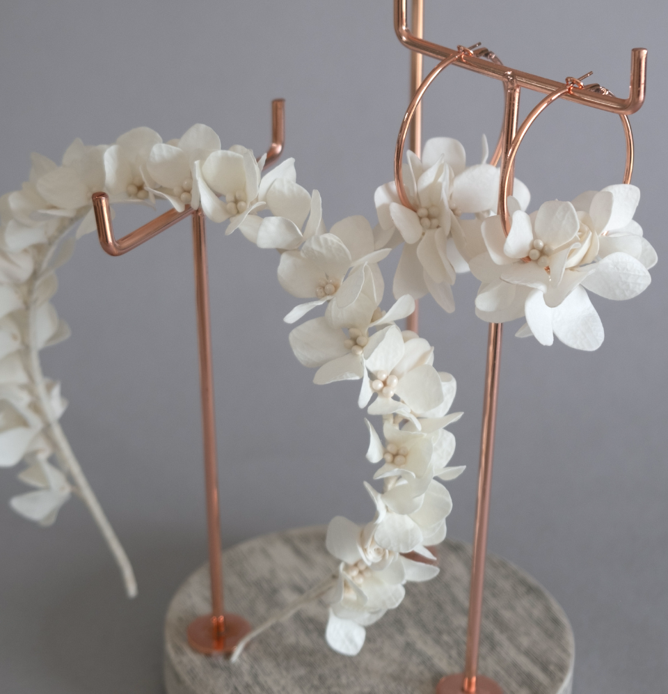 Hydrangea Bridal Set — Headband &amp; Earrings