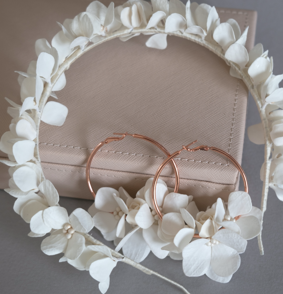 Hydrangea Bridal Set — Headband &amp; Earrings