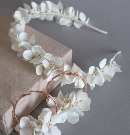 Hydrangea Bridal Set — Headband &amp; Earrings