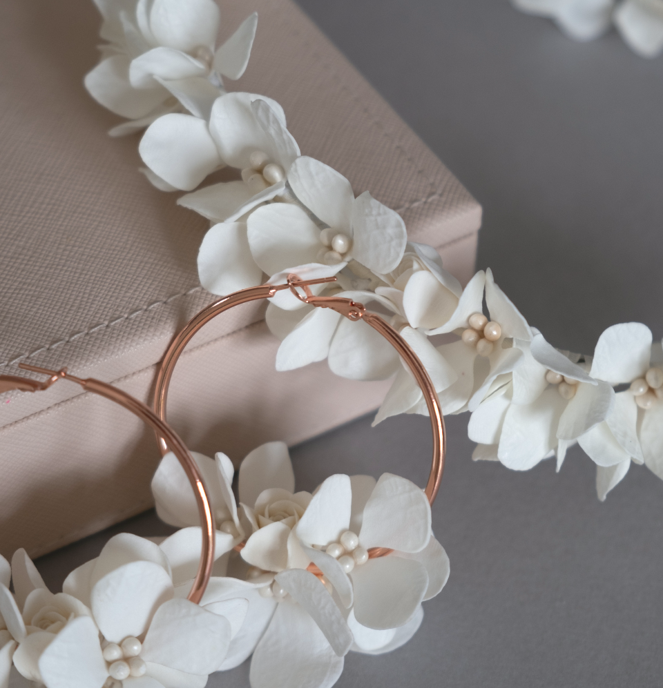 Hydrangea Bridal Set — Headband &amp; Earrings