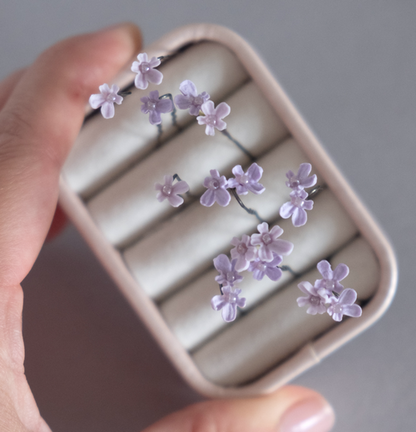 Lavender flowers on hair pins