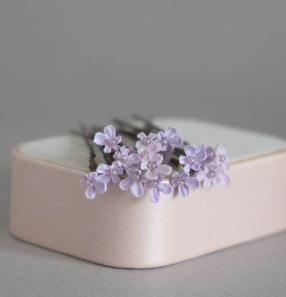 Lavender flowers on hair pins