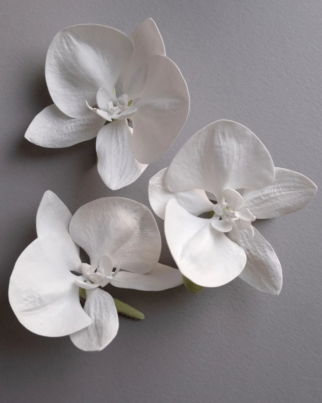 Real Touch Orchid Bridal Hair Set – Set of 3 (White &amp; Ivory)