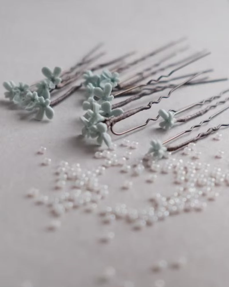 Baby Blue lavender flowers on hair pins