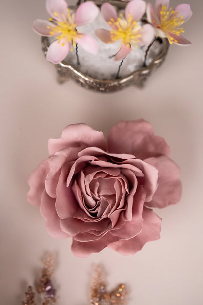 Blush Rose Hair Clip &amp; Brooch
