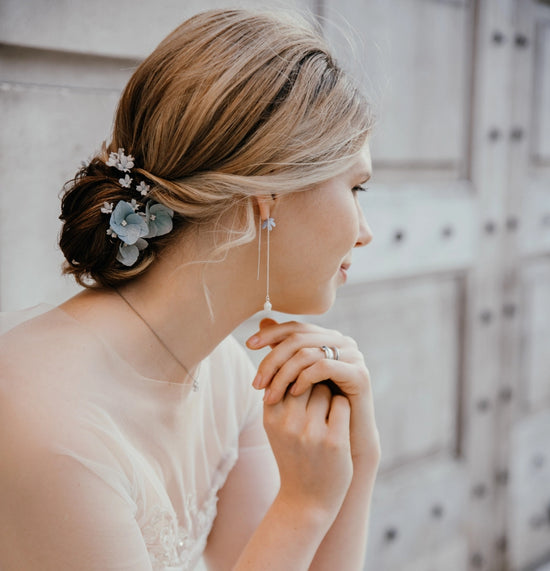 Large Baby blue Hydrangea Wedding bobby pins set