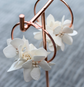 Rose gold Floral Earrings with hydrangea and pearls