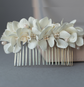 Floral hair comb with hydrangea and pearls. Small 9cm