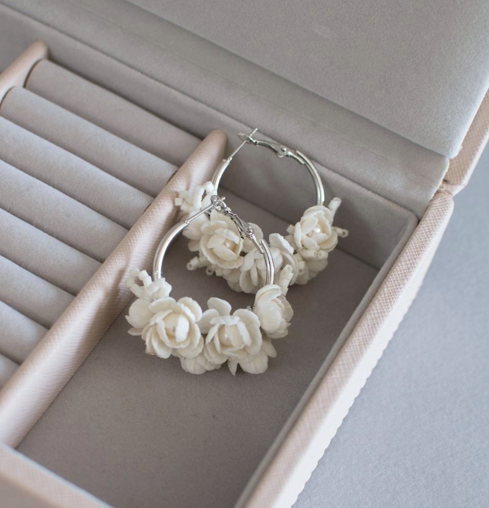 Wedding Silver Hoop Earrings 30mm