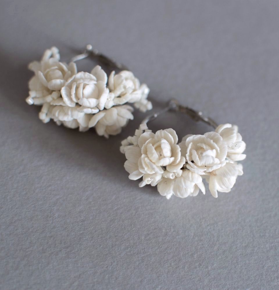 Wedding Silver Hoop Earrings 30mm