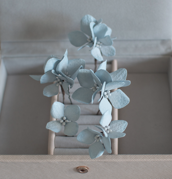 Baby-Blue Hydrangea hair pins