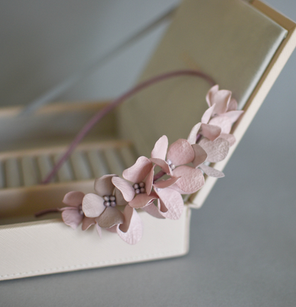 Blush-pink hydrangea headband