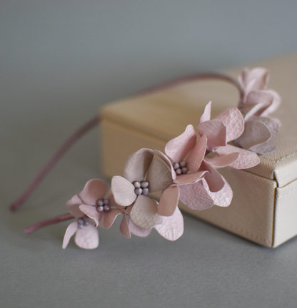 Blush-pink hydrangea headband