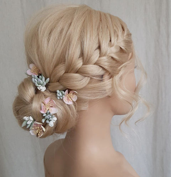 Super set wedding hair pins Cherry blossom and Succulents