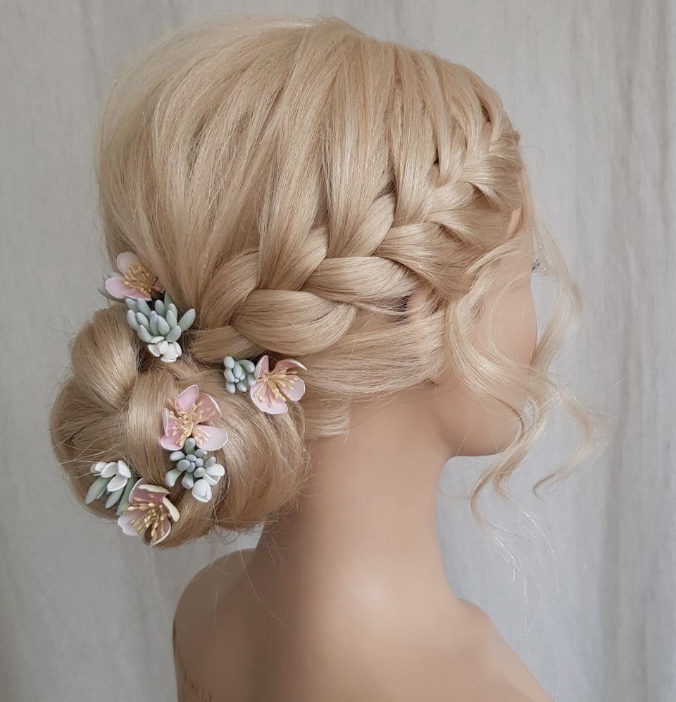 Super set wedding hair pins Cherry blossom and Succulents