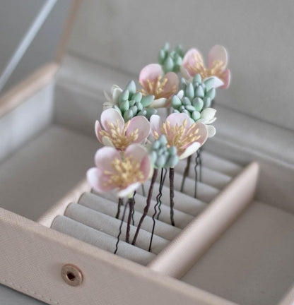 Super set wedding hair pins Cherry blossom and Succulents