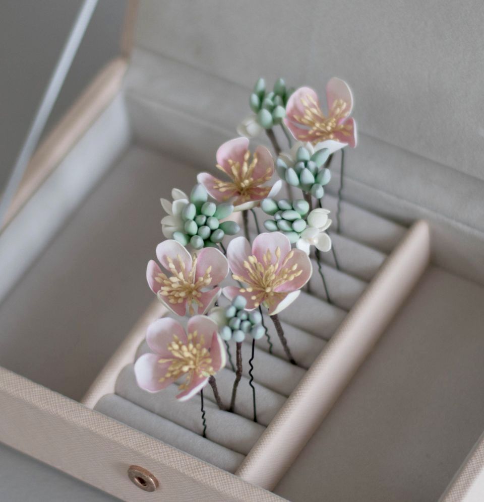 Super set wedding hair pins Cherry blossom and Succulents