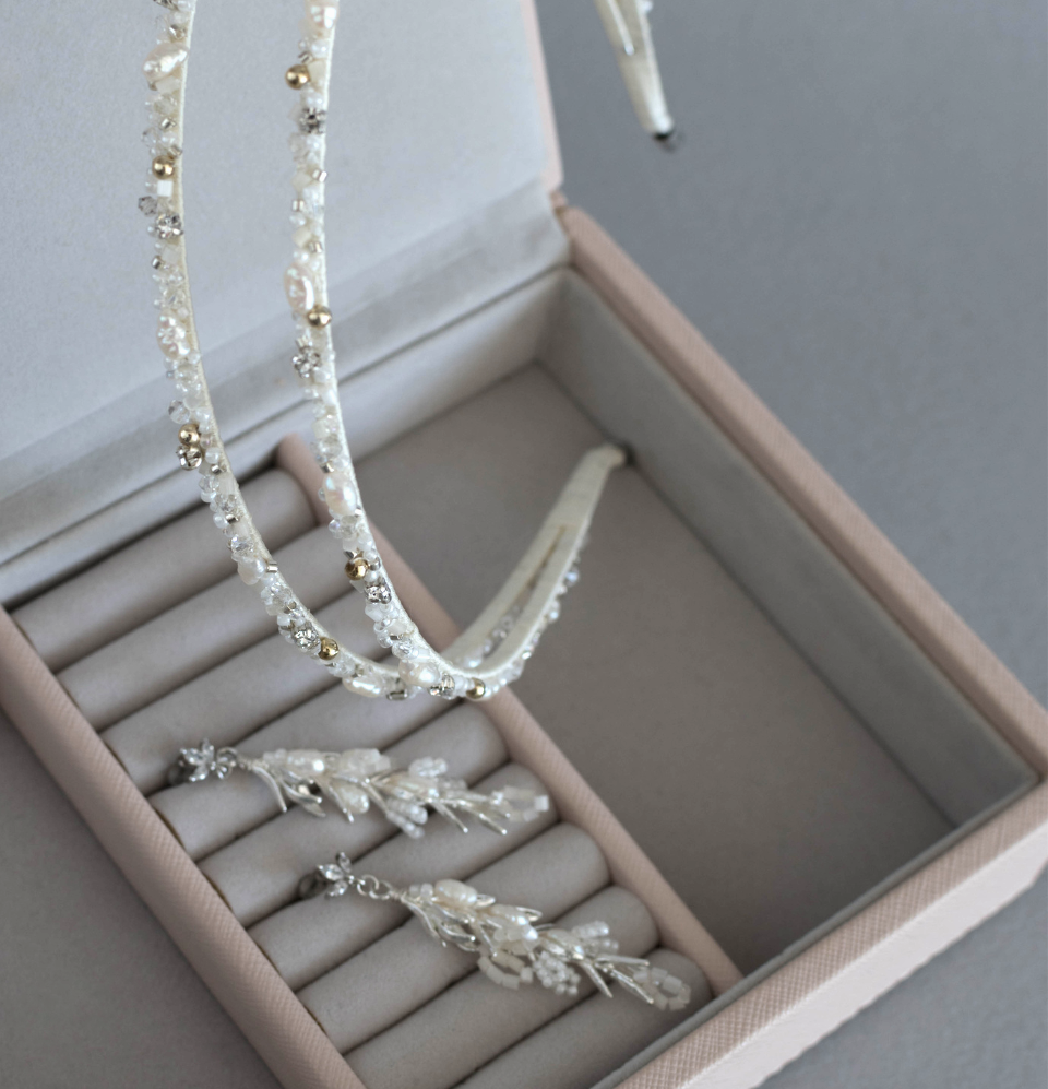 Double Tiara and Earrings Wedding Set