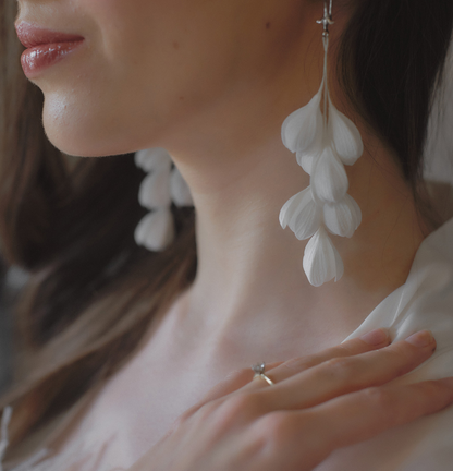 Extra long Flower Bridal earrings