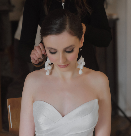 Extra long Flower Bridal earrings