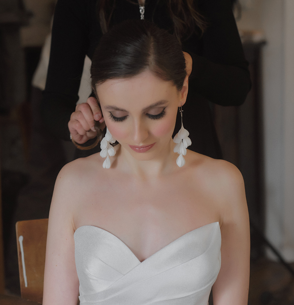 Extra long Flower Bridal earrings