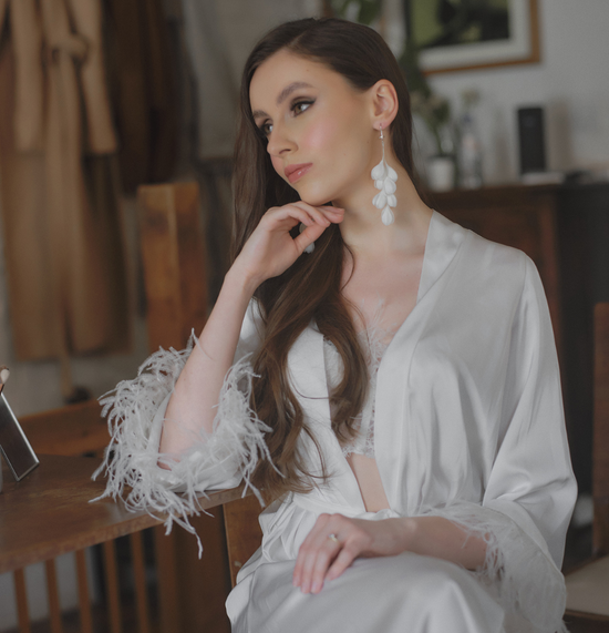 Extra long Flower Bridal earrings