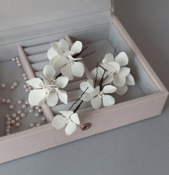 Ivory Hydrangea hair pins